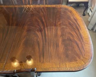 Elegant Dining Room Table W/ 3 Footed Legs, 6 Chairs, & Leaf