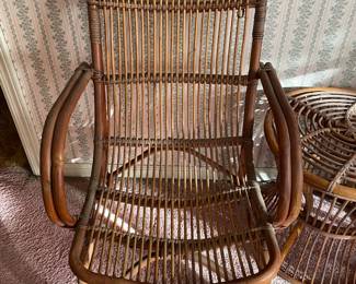 FABULOUS Vintage Mid-Century 2 Bamboo Chairs & Round Table Set By Franco Albini