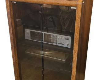 OSullivan Rolling Media Console with Sliding Glass Doors