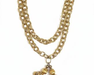Vintage Monet Gold Tone Tassel Necklace