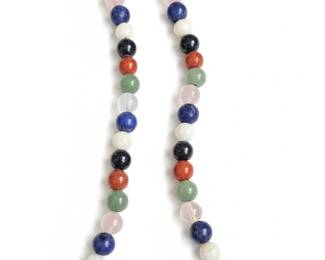 MultiGemstone Beaded Necklace with Gold Clasp