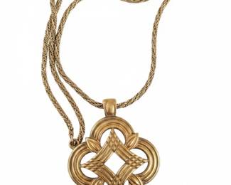 Monet Gold Tone Interlocking Pendant Necklace