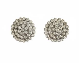 Rhinestone Cluster Button Earrings