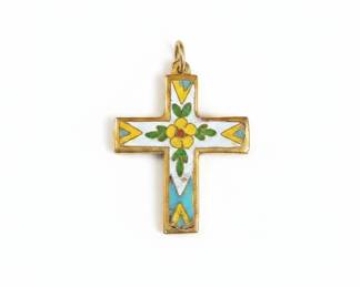 Enamel Floral Cross Pendant