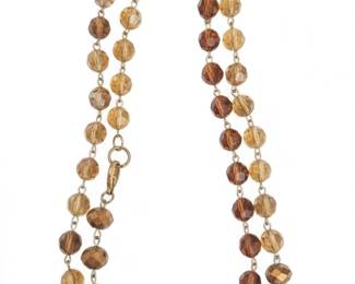 MultiStrand Faceted Glass Bead Necklace with Amber and Brown Tones