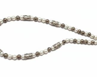 Pearl and Sterling Silver Beaded Necklace