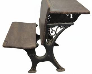 Antique New Victor School Desk with Cast Iron Frame