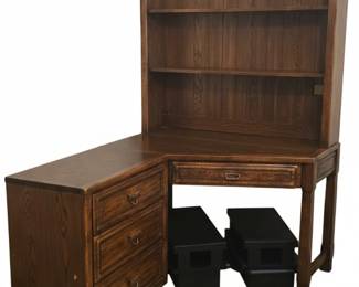 Oak LShaped Executive Desk with Hutch