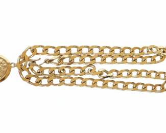 Gold Tone Chain Necklace with Medallion Pendant
