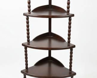 Antique Victorian Spool Turned Corner Whatnot Shelf
