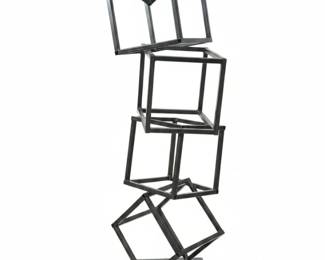 Geometric Abstract Cube Metal Sculpture