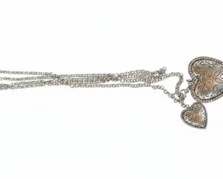 Silver Tone Heart Pendant Necklace