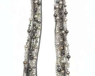 MultiStrand Beaded Chain Necklace with Mixed Metal Tones