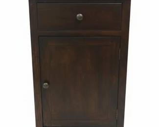 Dark Wood Nightstand with Drawer and Cabinet