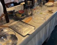 Hammered aluminum, wine glasses