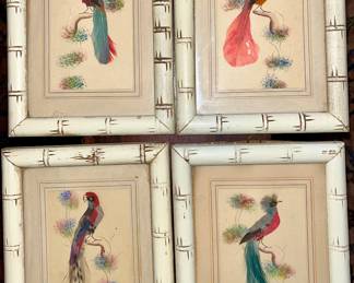 Vintage bird art using feathers 