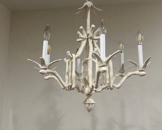 Blanc de chine bamboo light, 6 bulbs