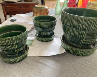 Vintage McCoy Pottery "Basket Weave" planters