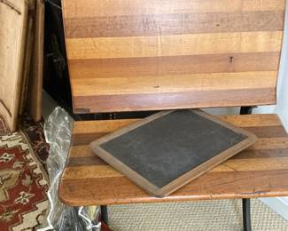  Antique "striped" wood school desk