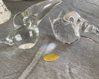  Vintage ICET Arte Murano clear glass bird figurines, specifically designed as toucans
