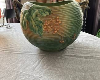 Vintage Roseville Pottery bowl in the Bushberry pattern