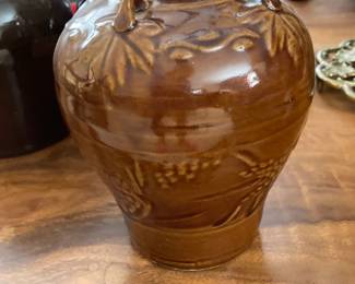 iVntage Chinese brown glazed stoneware rice wine jug 