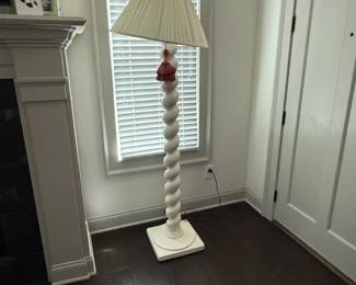 Michael Taylor style barley-twist pedestal floor lamps (2) 