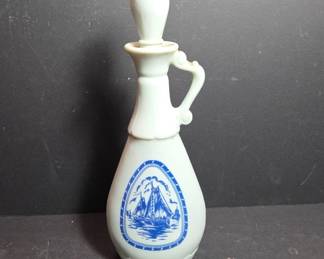 White Glass Decanter with Nautical Theme