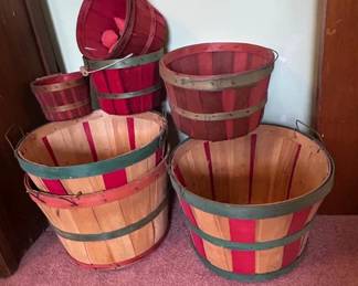 Wooden Baskets with Red and Green Detailing