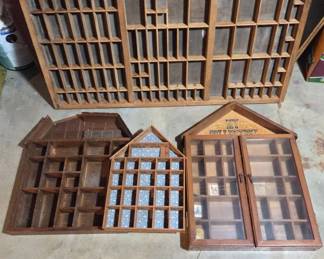 Wooden Shadow Boxes and Printer Tray Display