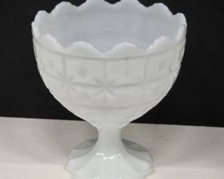 White Milk Glass Pedestal Bowl by Napco