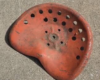 Metal Tractor Seat with Red Paint