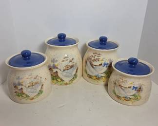 Ceramic Canisters with Goose Motif