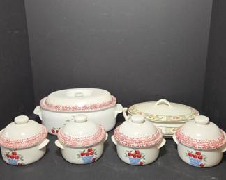 Homer Laughlin Oval Dish and Covered Bowls Set