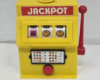 Yellow Squirting Toy Slot Machine Bank