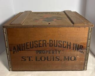 Anheuser-Busch Wood Crate with Hinged Lid