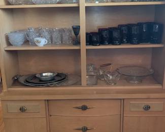 MCM Blonde hutch with glass sliding doors