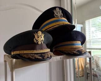 vintage U.S. Army Officer Dress Blue Visor Caps