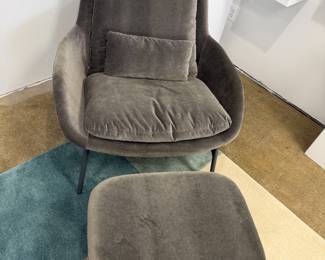 Blu Dot Field Ottoman chair & ottoman - Storm Velvet