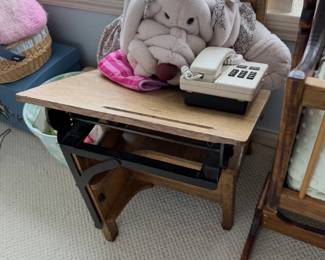 Giant hound puppet, vintage phone