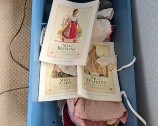 American girl doll chest, books and clothing