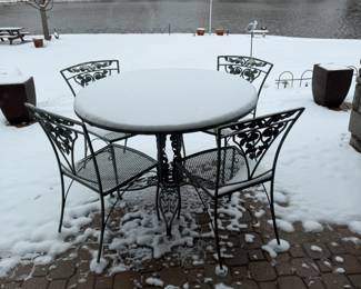 Wrought iron chair and table, vintage 