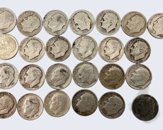 Selection Roosevelt silver dimes pre 1964