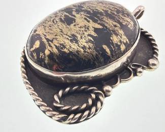 Sterling Apache fools gold stone pendant