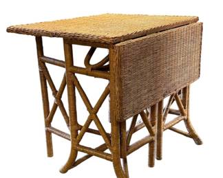 Bo Ho chic wicker drop leaf table