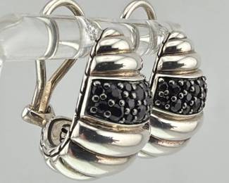 John Hardy sterling black sapphire earrings