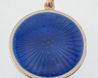 14kt with blue enamel pendant/locket