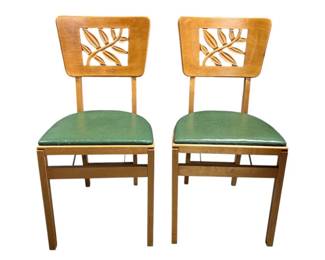 Pair of maple Stackmore folding chairs