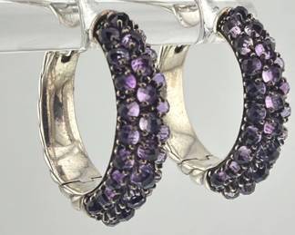 David Yurman “Osetra” sterling, amethyst earrings