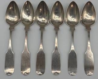  Antique coin silver spoons; Baltimore, MD